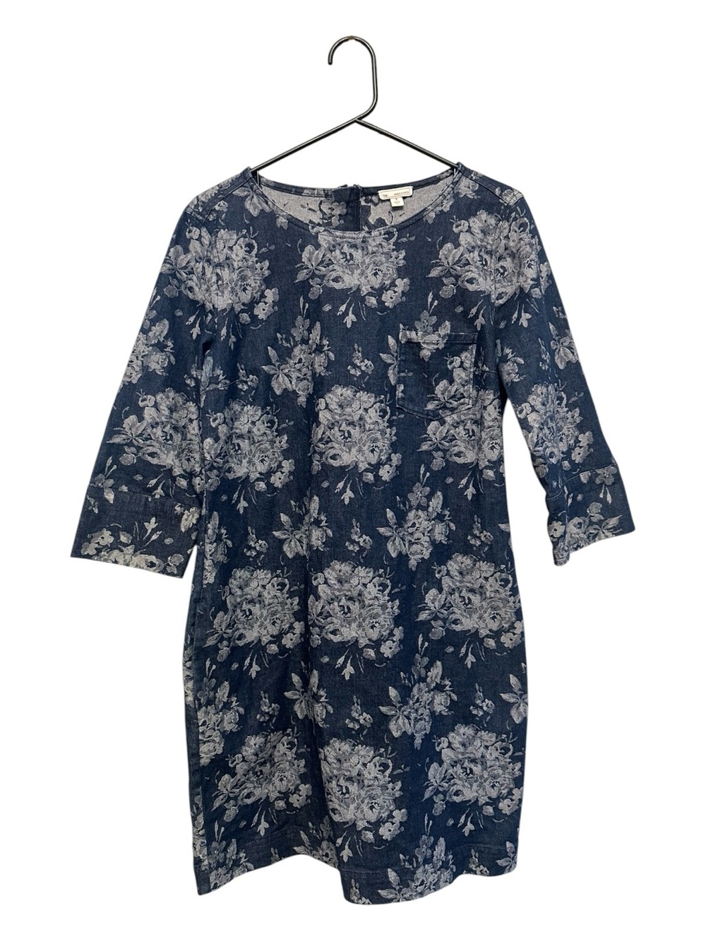 2014 GAP Vintage Inspired Navy Blue Denim Floral Midi Dress Size 4